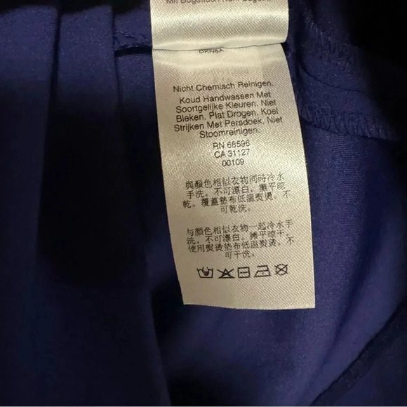 DKNY Blue Purple Knee Length Dress with Pleated Sleeves and Stud Detail - Picture 6 of 7